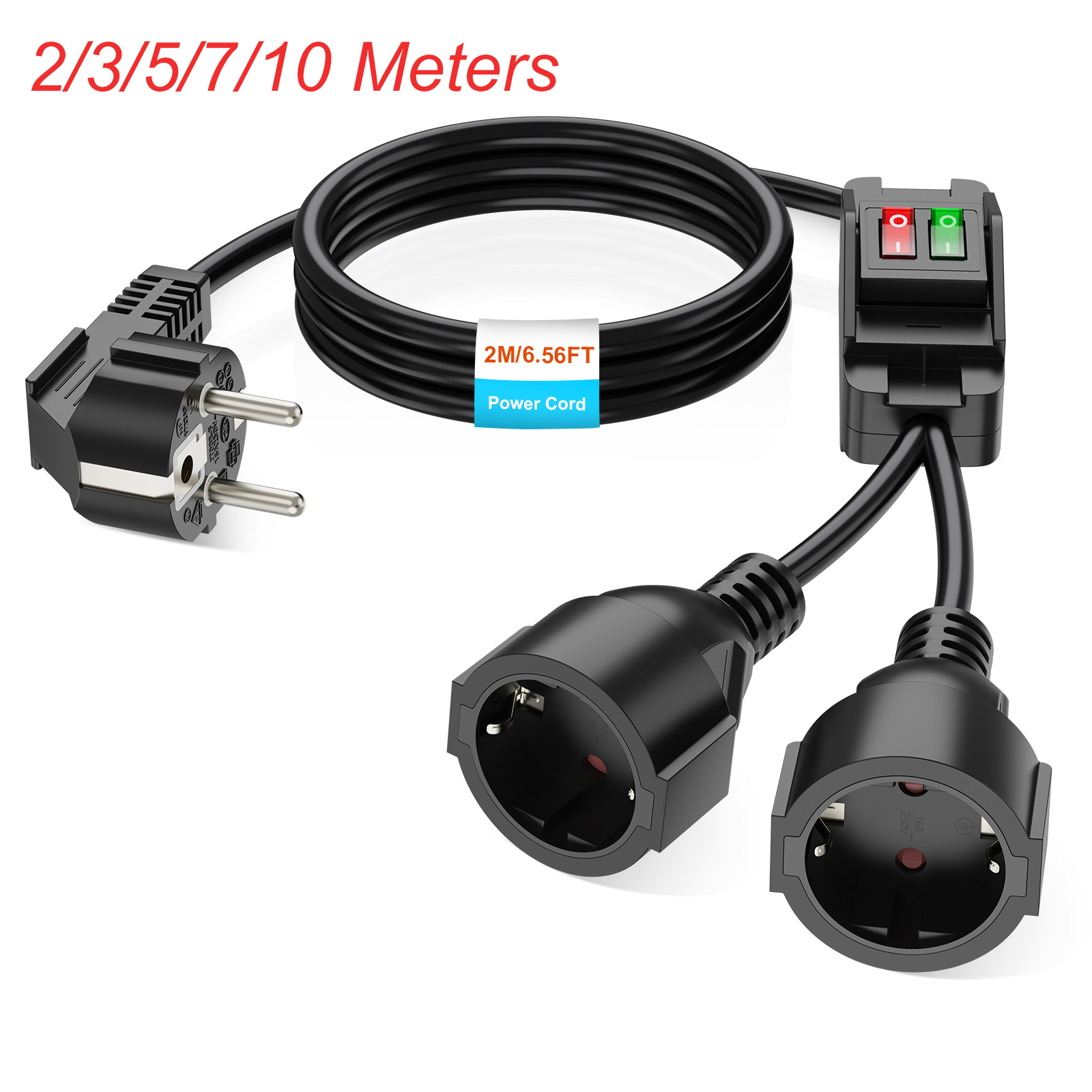 Outdoor Power Lead - EU Plug Extension Cord with ON/OFF