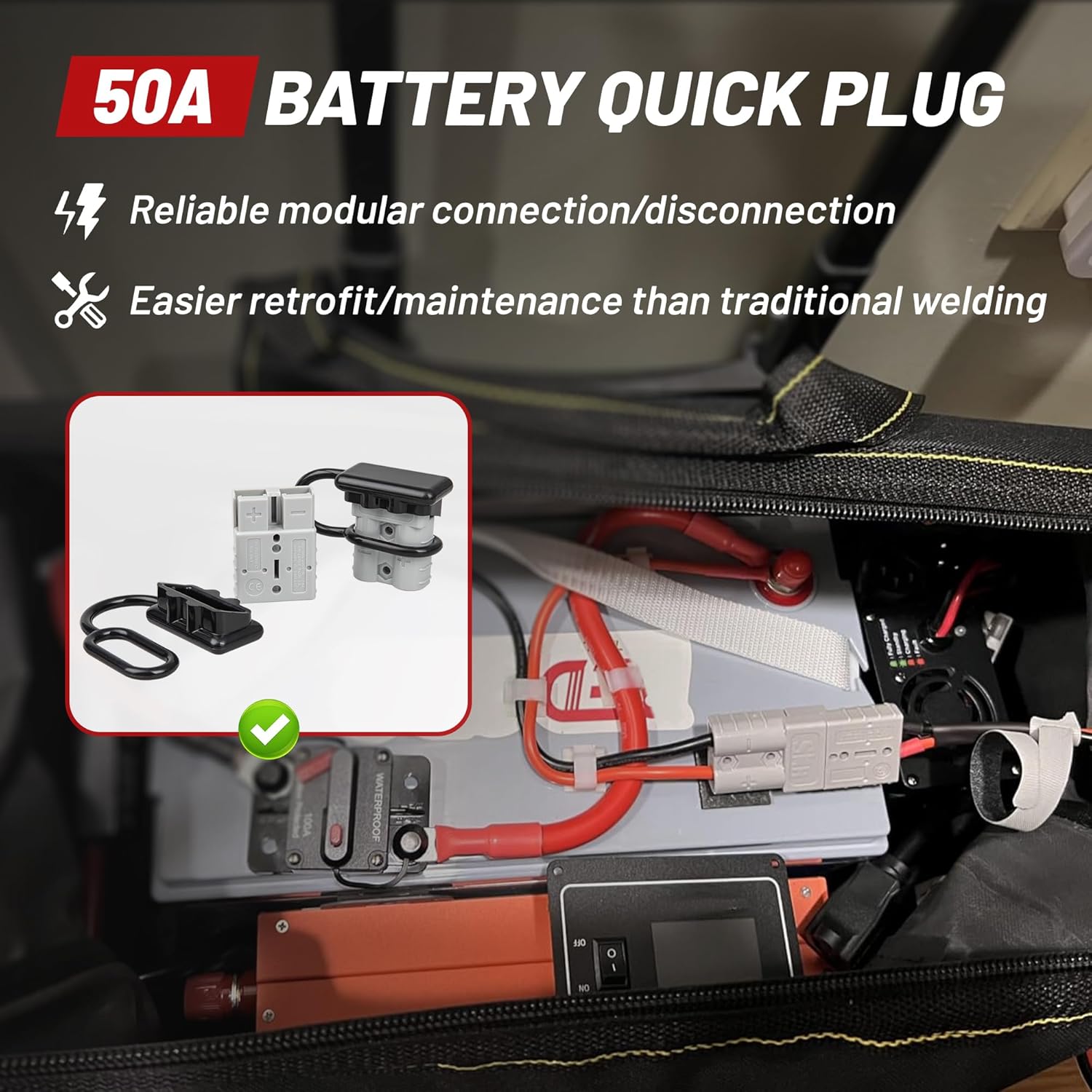 2PCS 50A Battery Quick Connect - Outdoor Power Lead recension och pris