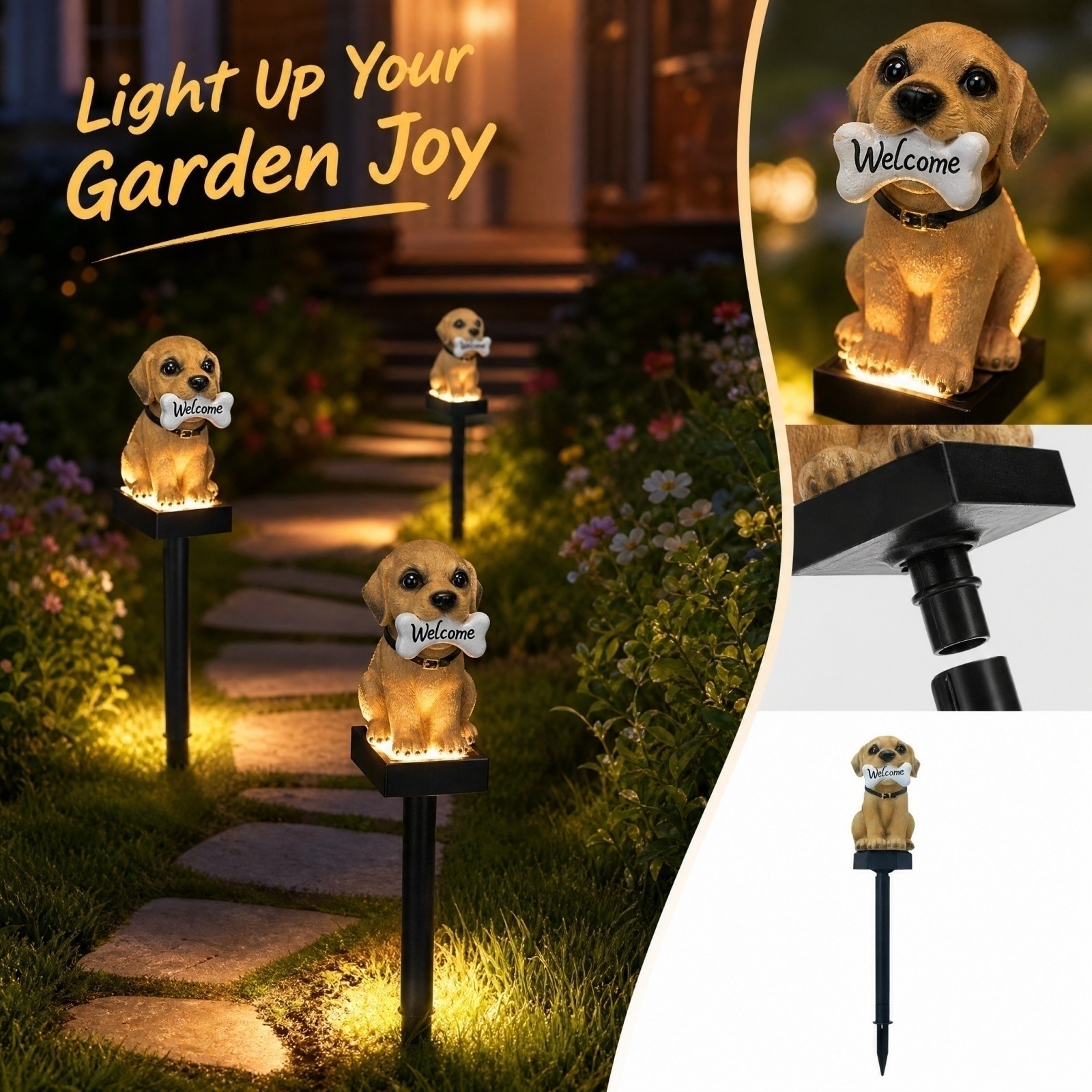 Solar-Powered Puppy Lamp Carto - Outdoor Power Stake recension och pris